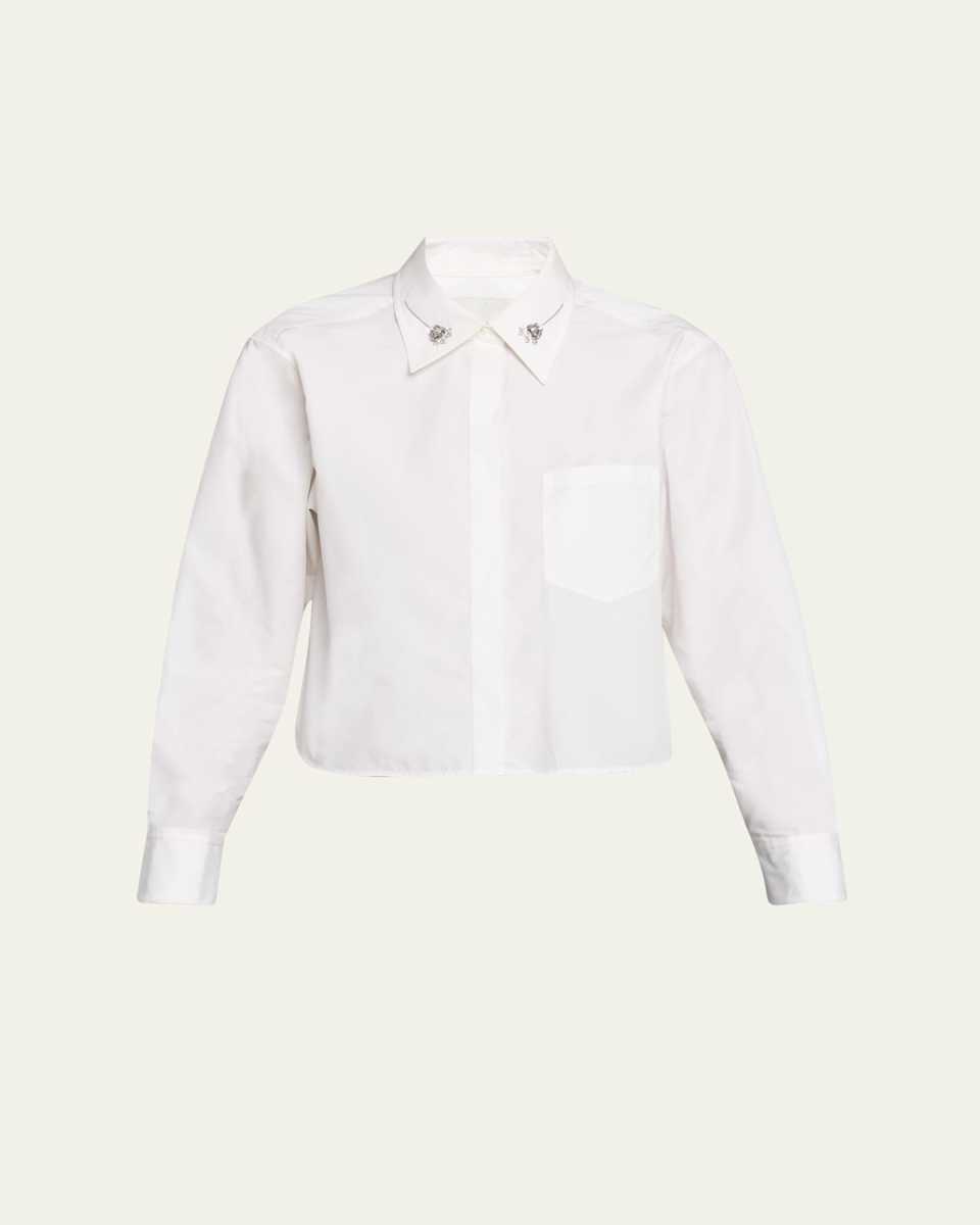 Long-Sleeve Shirt with Embellished Collar